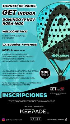 poster del torneo TORNEO KEEPADEL DOMINGO 19 DE NOVIEMBRE & GET INDOOR