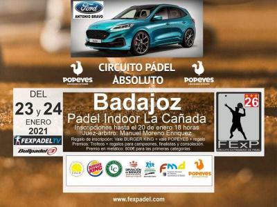 poster del torneo 1ª PRUEBA CIRCUITO POPEYES ABSOLUTO DE PÁDEL 2021