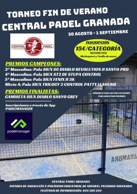 poster torneo TORNEO FIN DE VERANO CENTRAL PADEL GRANADA