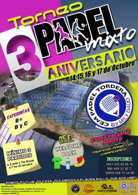poster torneo 3R ANIVERSARIO DEL CEM PÁDEL TODERA BY MILY DAUD