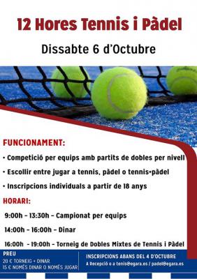 poster del torneo 12H DE TENIS I PADEL