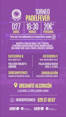 poster del torneo TORNEO PADEL FEVER - MASCULINO, FEMENINO Y MIXTO (B Y C)