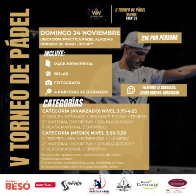 poster torneo V TORNEO DE PADEL 24 DE NOVIEMBRE
