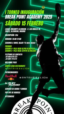 poster del torneo TORNEO INAGURACION BREAK POINT ACADEMY