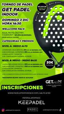 poster del torneo TORNEO KEEPADEL DOMINGO 3 DE DICIEMBRE & GET INDOOR