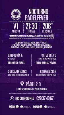 poster del torneo NOCTURNO PADEL FEVER - MASCULINO, FEMENINO Y MIXTO (A Y C)