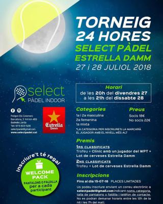 poster del torneo TORNEIG 24 HORES SELECT PÀDEL