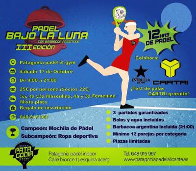 poster del torneo PADEL BAJO LA LUNA III EDICIÓN