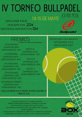 poster del torneo IV TORNEO BOX PADEL MOTRIL BULLPADEL
