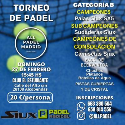 poster del torneo TORNEO ALLPADEL  (PISTAS CUBIERTAS Y DE CRISTAL)