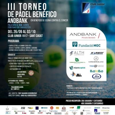 poster del torneo III TORNEIG DE PÀDEL BENÈFIC ANDBANK