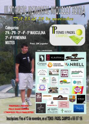 poster del torneo III TORNEIG MEMORIAL MIQUELET SERRA
