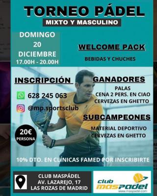 poster del torneo TONEO DE PADEL MIXTO Y MASCULINO