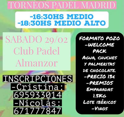 poster del torneo POZO TORNEOS PADEL MADRID