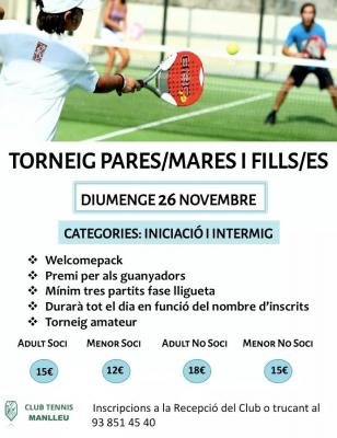 poster del torneo TORNEIG PARES/MARES FILLS/ES