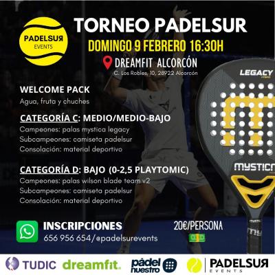 poster del torneo TORNEO PADELSUR CATEGORIAS C: MEDIO/MEDIO-BAJO Y D: BAJO