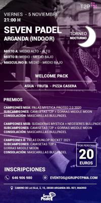 poster del torneo TORNEO T2P NOCTURNO VIERNES 5 NOVIEMBRE 2 NIVELES MIXTO Y MASCULINO B