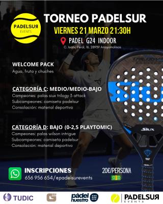 poster del torneo NOCTURNO PADELSUR CATEGORIAS C: MEDIO/MEDIO-BAJO Y D: BAJO