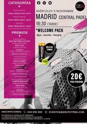 poster del torneo TORNEO MIERCOLES 9 NOVIEMBRE & MADRID CENTRAL PADEL