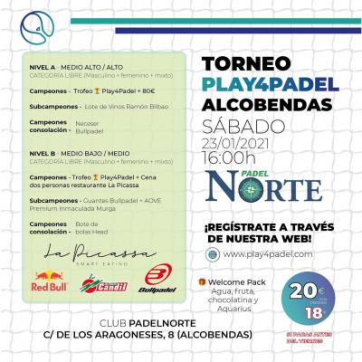 poster del torneo TORNEO PLAY4PADEL ALCOBENDAS