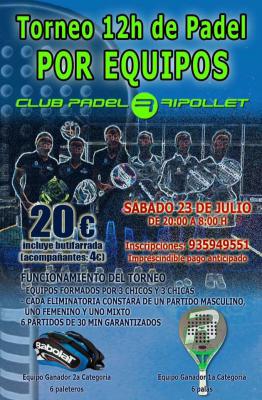 poster del torneo 12h DE PADEL POR EQUIPOS