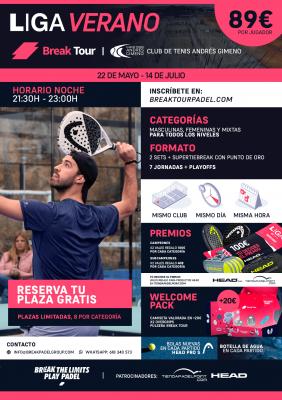 poster del torneo LIGA CLUB DE TENIS ANDRÉS GIMENO BY BREAK TOUR - VERANO