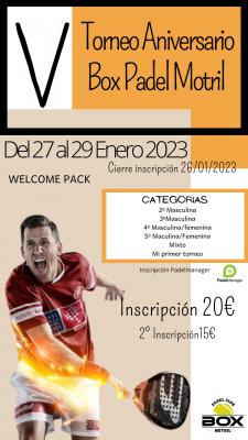 poster del torneo V TORNEO ANIVERSARIO BOX PADEL MOTRIL