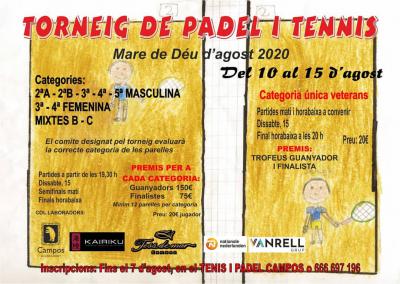 poster del torneo TORNEIG DE PADEL I TENNIS MARE DE DÉU D'AGOST 2020