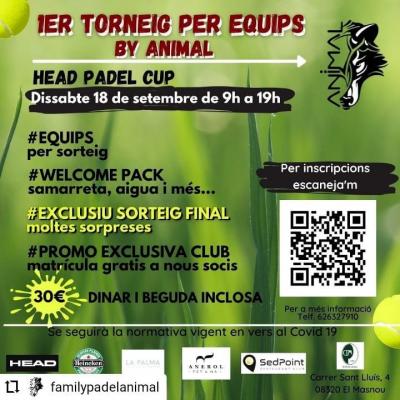 poster del torneo 1ER TORNEIG PER EQUIPS BY ANIMAL - HEAD PADEL CUP
