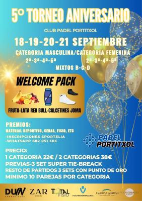 poster torneo TORNEO 5° ANIVERSARIO PADEL PORTITXOL