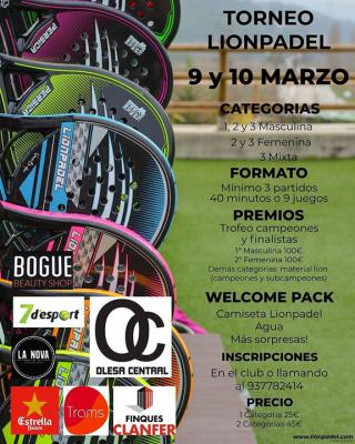poster del torneo TORNEO LIONPADEL