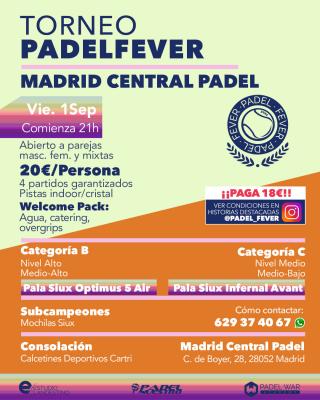 poster del torneo ¡ÚLTIMAS PLAZAS! - ABIERTO A PAREJAS MASCULINAS, FEMENINAS Y MIXTAS
