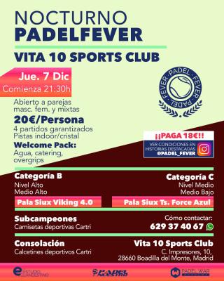 poster del torneo NOCTURNO PADEL FEVER - ABIERTO A PAREJAS MASC, FEM Y MIXTAS