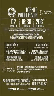 poster del torneo TORNEO PADEL FEVER & SPARK ISLAND (B Y C)