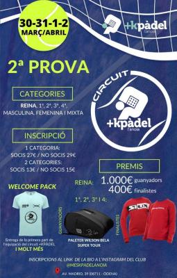 poster torneo 2ª PROVA DEL CIRCUIT +KPÀDEL