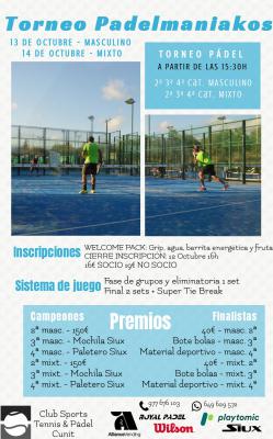 poster del torneo TORNEO PADELMANIAKOS