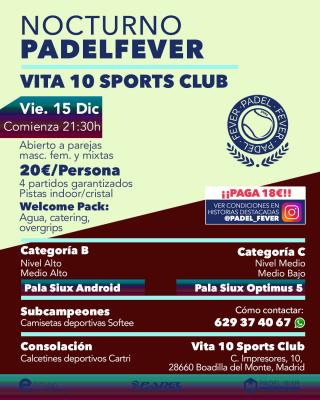 poster del torneo NOCTURNO PADEL FEVER - ABIERTO A PAREJAS MASC, FEM Y MIXTAS