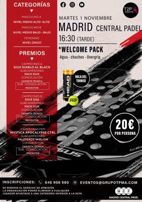 poster del torneo TORNEO MARTES 1 NOVIEMBRE & MADRID CENTRAL PADEL