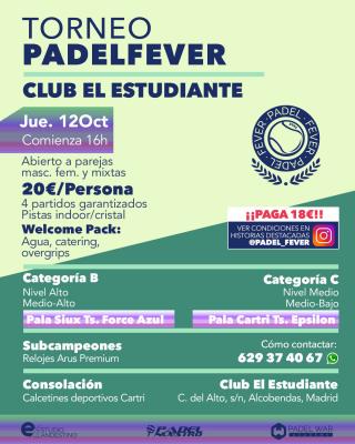 poster del torneo ¡ÚLTIMAS PLAZAS! - CATEGORÍAS B Y C (ABIERTO A PAREJAS MASCULINAS, FEMENINAS Y MIXTAS)