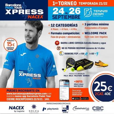 poster del torneo 1R TORNEO BARCELONA PADEL TOUR XPRESS BY NACEX 2021
