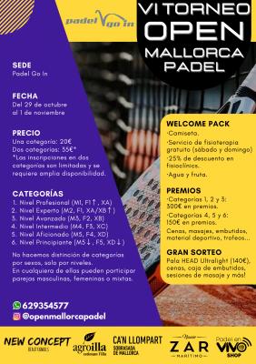 poster del torneo VI TORNEO OPEN MALLORCA PADEL