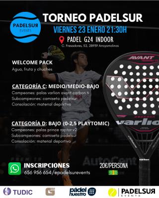 poster del torneo NOCTURNO PADELSUR CATEGORIAS C: MEDIO/MEDIO-BAJO Y D: BAJO