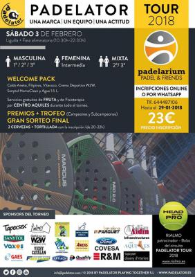 poster del torneo 1a PRUEBA PADELATOR TOUR 2018