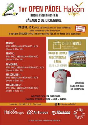 poster del torneo 1er OPEN PÁDEL HALCON VIAJES