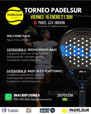 poster del torneo NOCTURNO PADELSUR CATEGORIAS C: MEDIO/MEDIO-BAJO Y D: BAJO