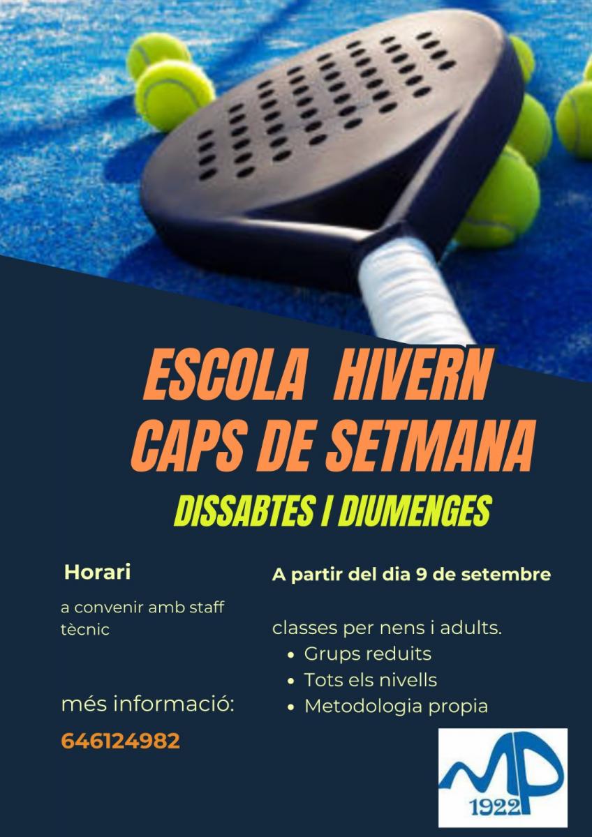 cartel clases de padel ESCUELA DE FINES DE SEMANA
