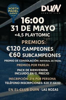 poster del torneo TORNEO SABADO 31 MAYO NORTHPADEL EVENTS, LAS ROZAS